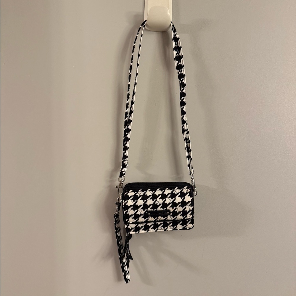 Vera Bradley RFID All-in-One Crossbody Wristlet Wristlet Black White Houndstooth